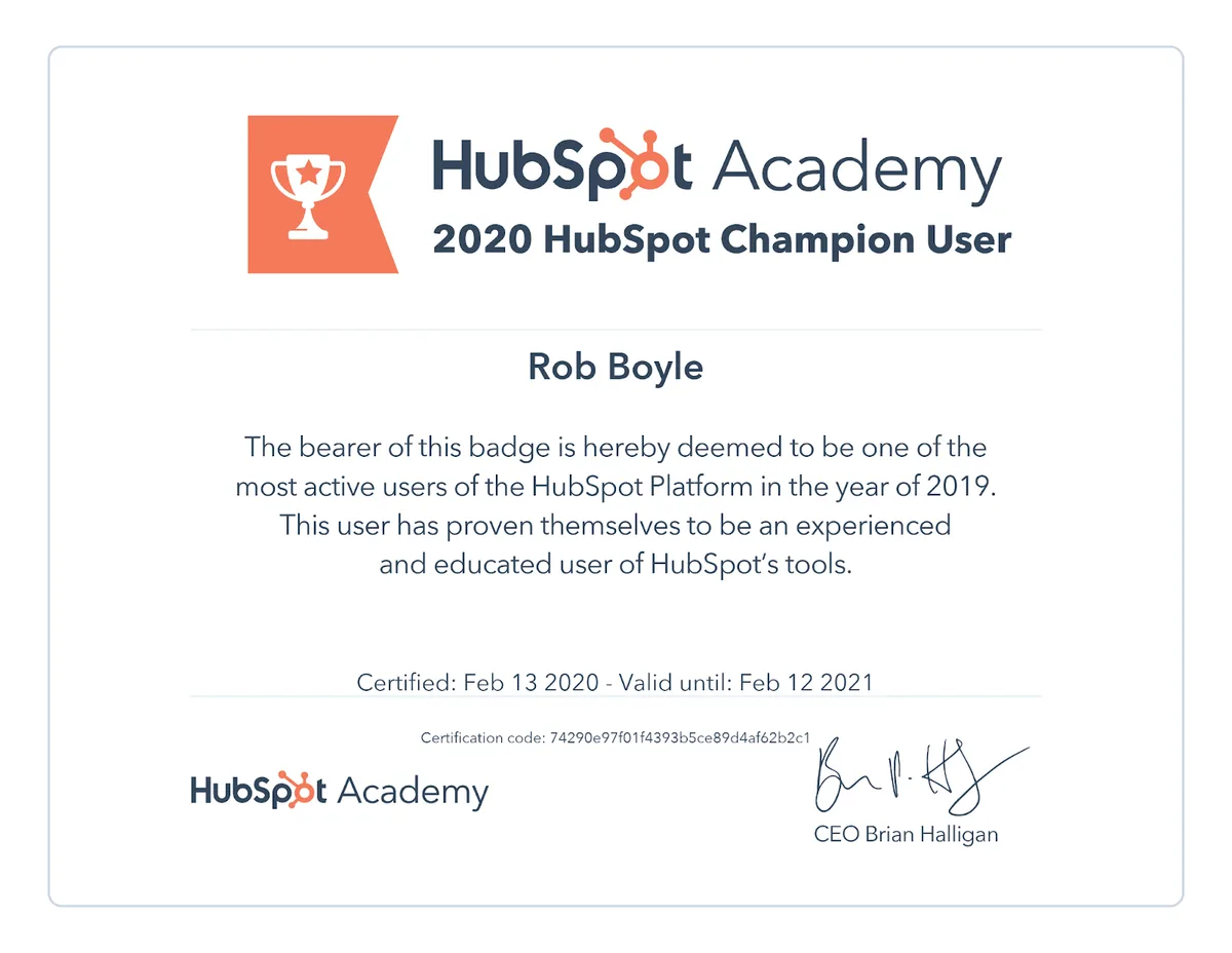 HubSpot Power User Certificate