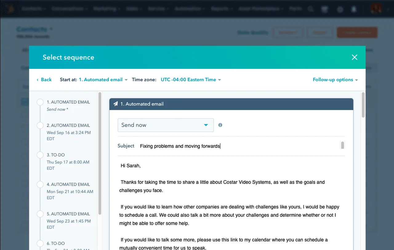 HubSpot Sales email sequences