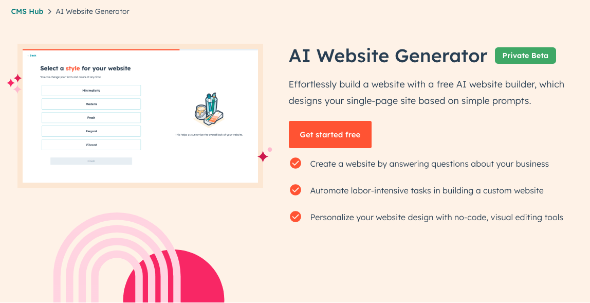 HubSpot AI website generator
