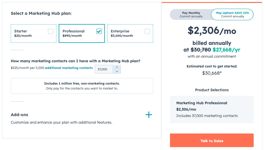 HubSpot Marketing Hub Pricing